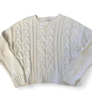 La Hearts Cream Cable Knit Crew Neck Sweater